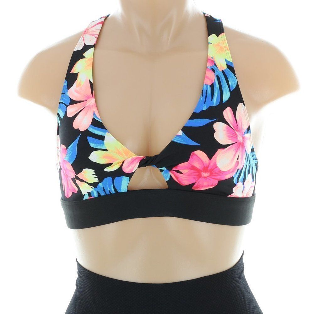 PINK Victoria's Secret Gym to Swim Twist Front Cutout Tropical Floral Sports NWT